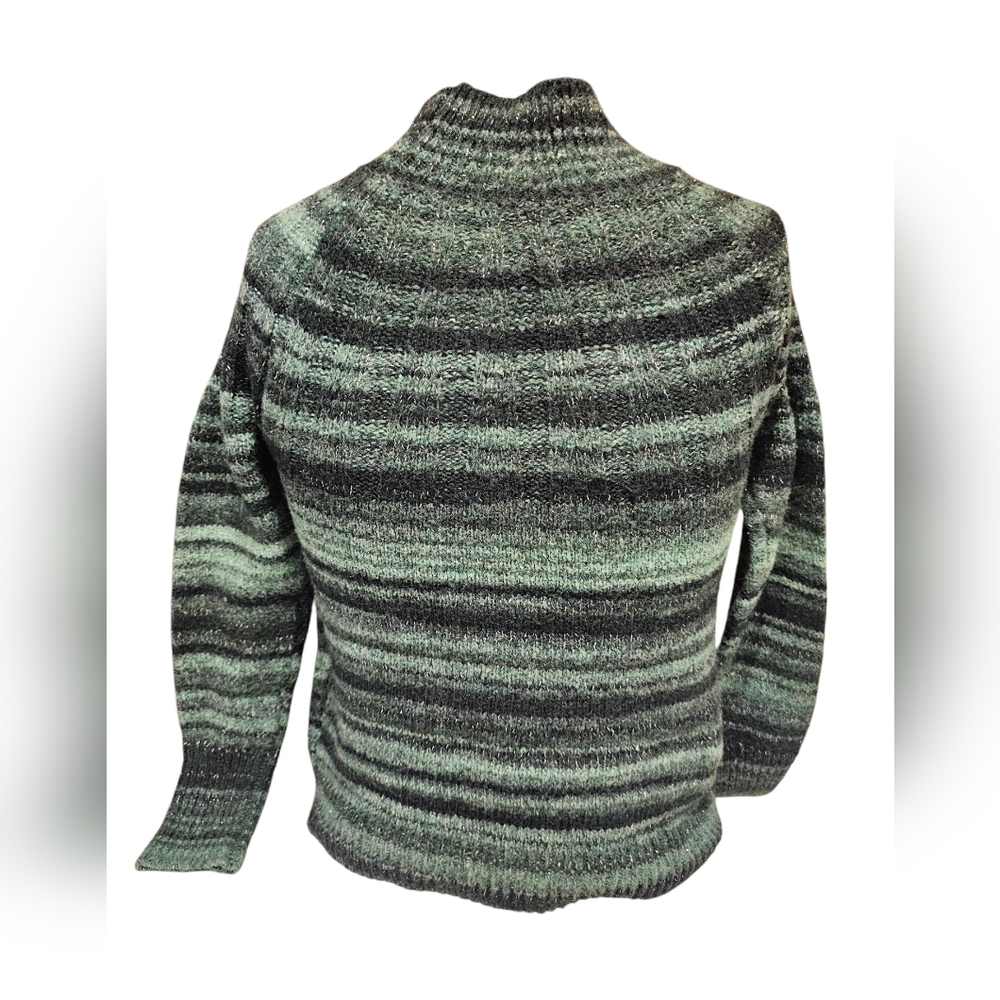 Knox Rose Two Toned Green Stripe Sweater‎ Size Extra Small
